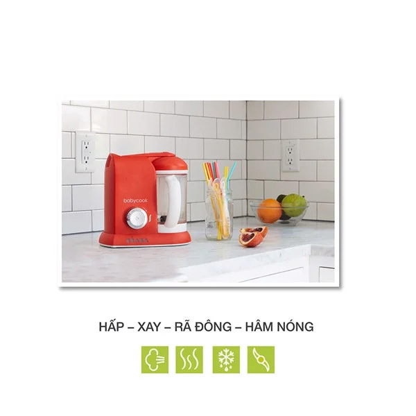 Máy xay hấp đa năng 4in1 BéaBa Babycook Màu đỏ