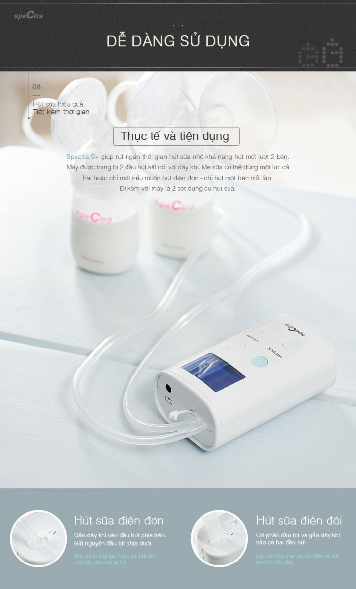 Máy hút sữa điện đôi Spectra 9 Plus