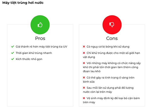 Máy tiệt trùng và sấy khô bình sữa bằng tia UV và bằng hơi nước loại nào tốt, nên mua loại nào?