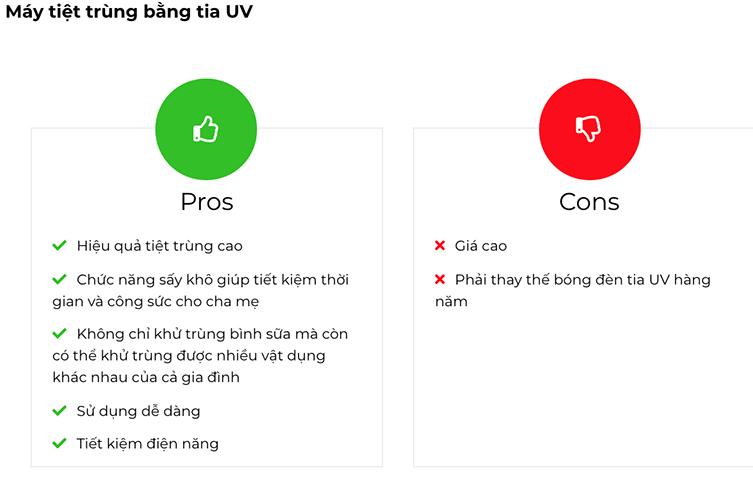 Máy tiệt trùng và sấy khô bình sữa bằng tia UV và bằng hơi nước loại nào tốt, nên mua loại nào?