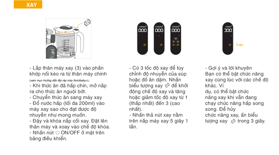 Máy tiệt trùng xay hấp đa năng Babymoov Nutribaby Plus 5in1 BM14689 - màu kem trắng
