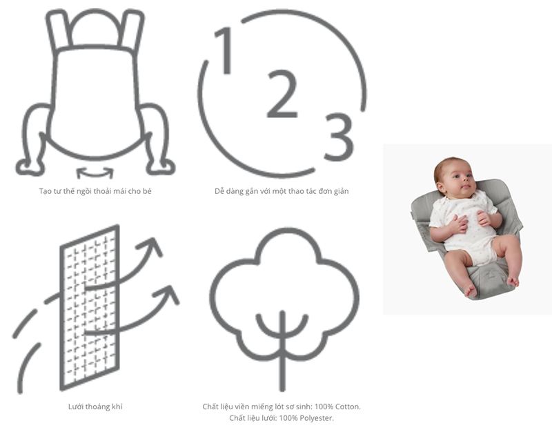 Miếng lót sơ sinh Ergobaby Cool Air Mesh – Grey