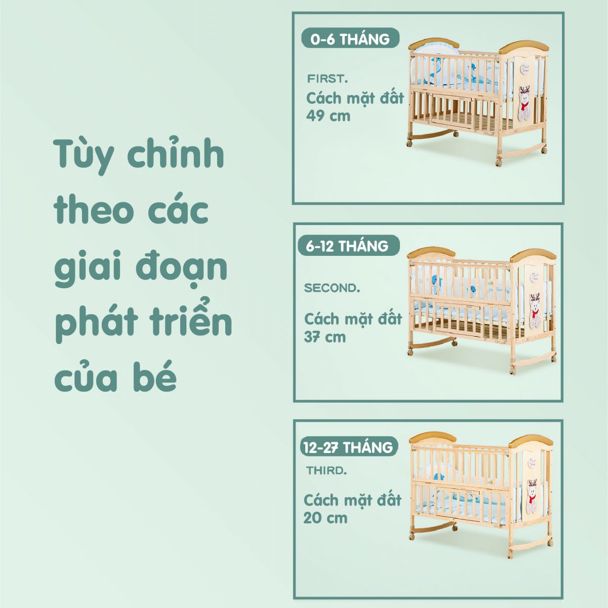 Nôi cũi gỗ Umoo không sơn