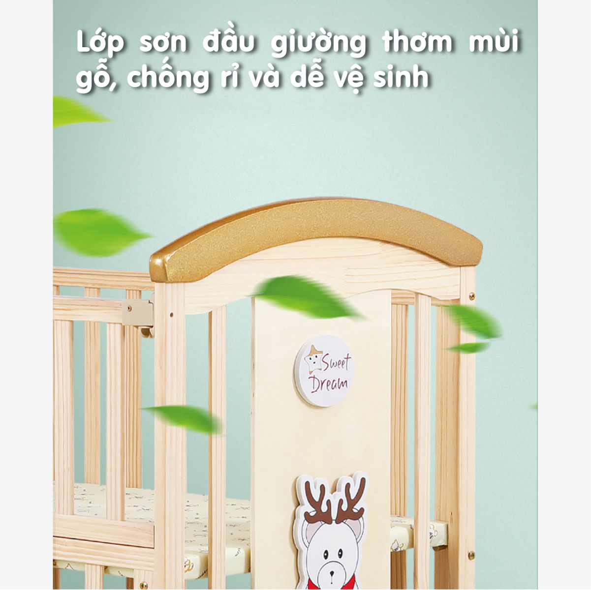 Nôi cũi gỗ Umoo không sơn