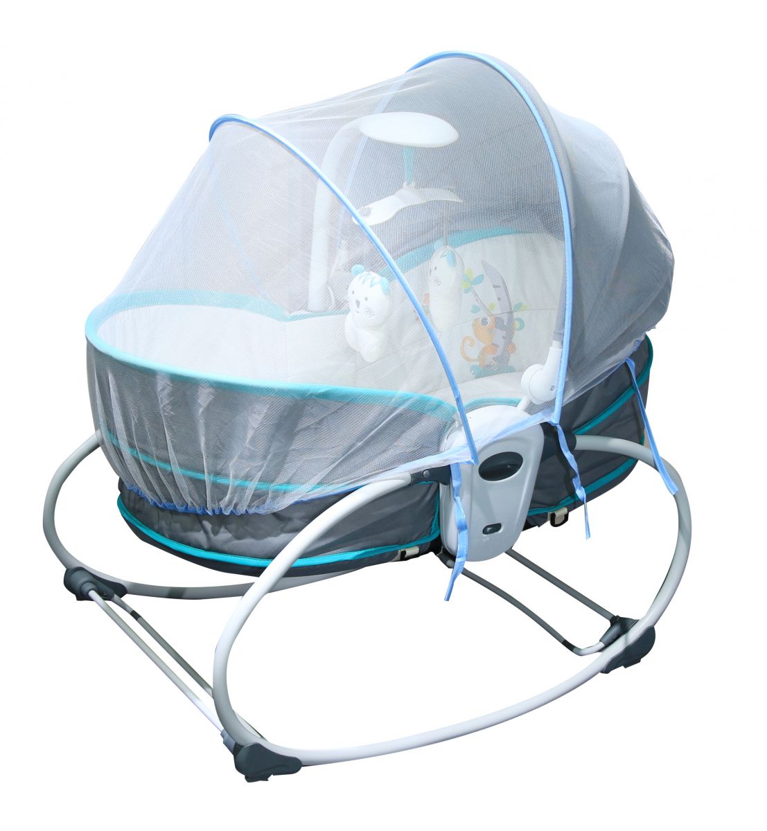 Nôi rung kiêm ghế bập bênh 5 trong 1 Mastela 6037 - Màu ghi xanh