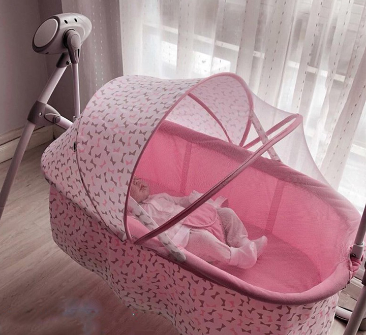 Nôi tự động cao cấp Mastela SG237 điều khiển từ xa, có nhạc - Màu hồng