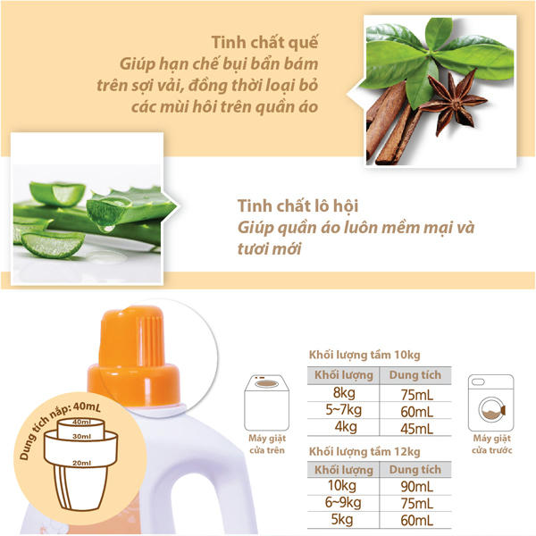 Nước giặt xả Wesser (2in1) hương phấn (màu cam) 1200ml