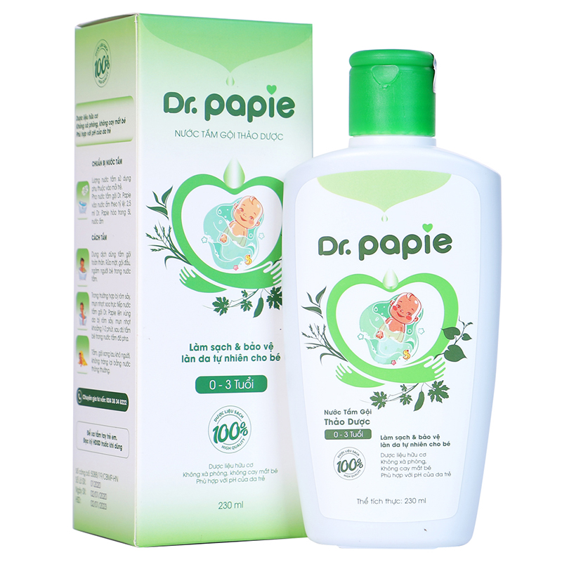 Nước tắm gội thảo dược Dr.Papie 230ml