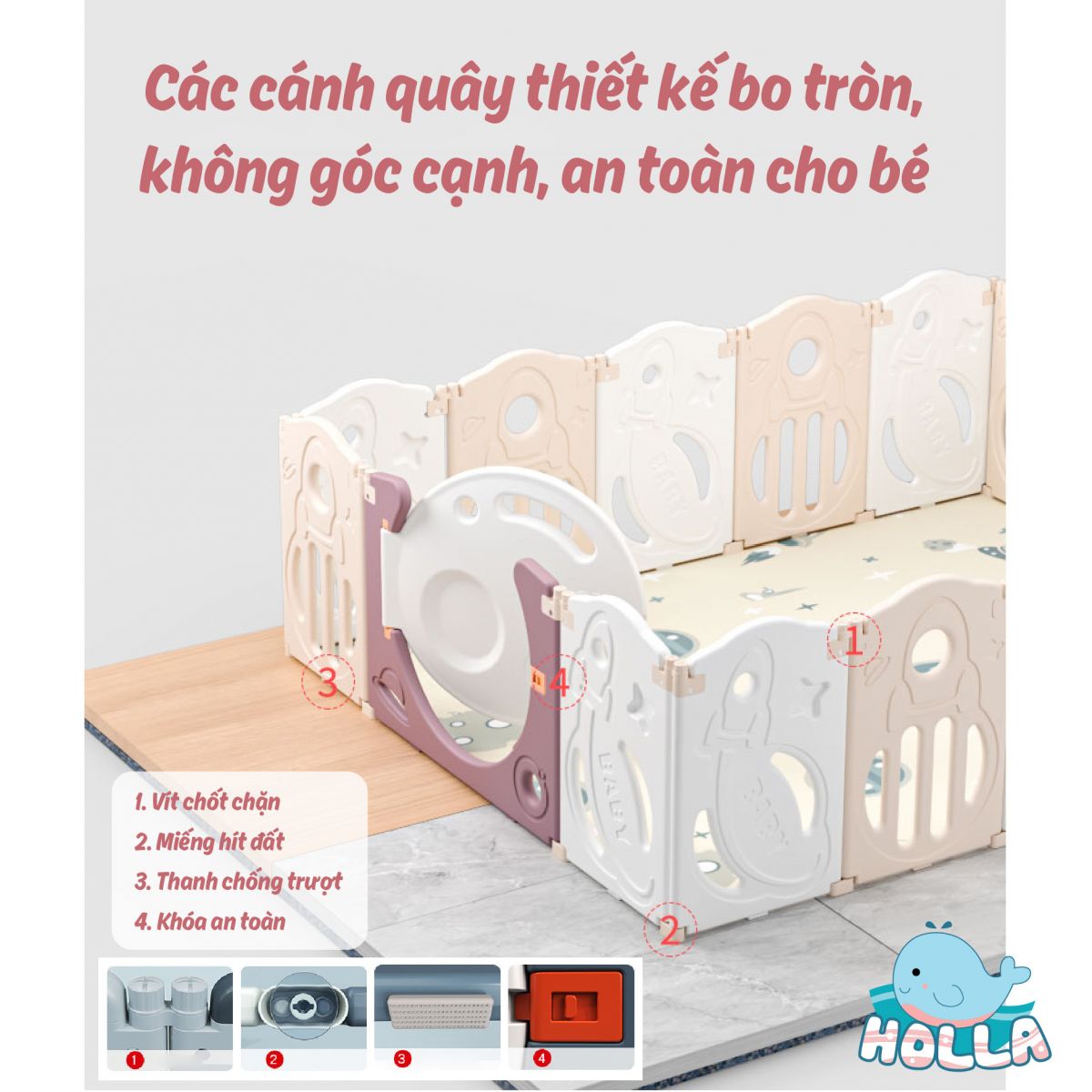 Quây tên lửa Holla 160x200cm màu xanh