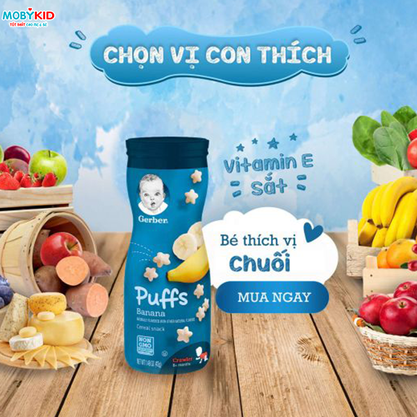 Review bánh ăn dặm Gerber Puff