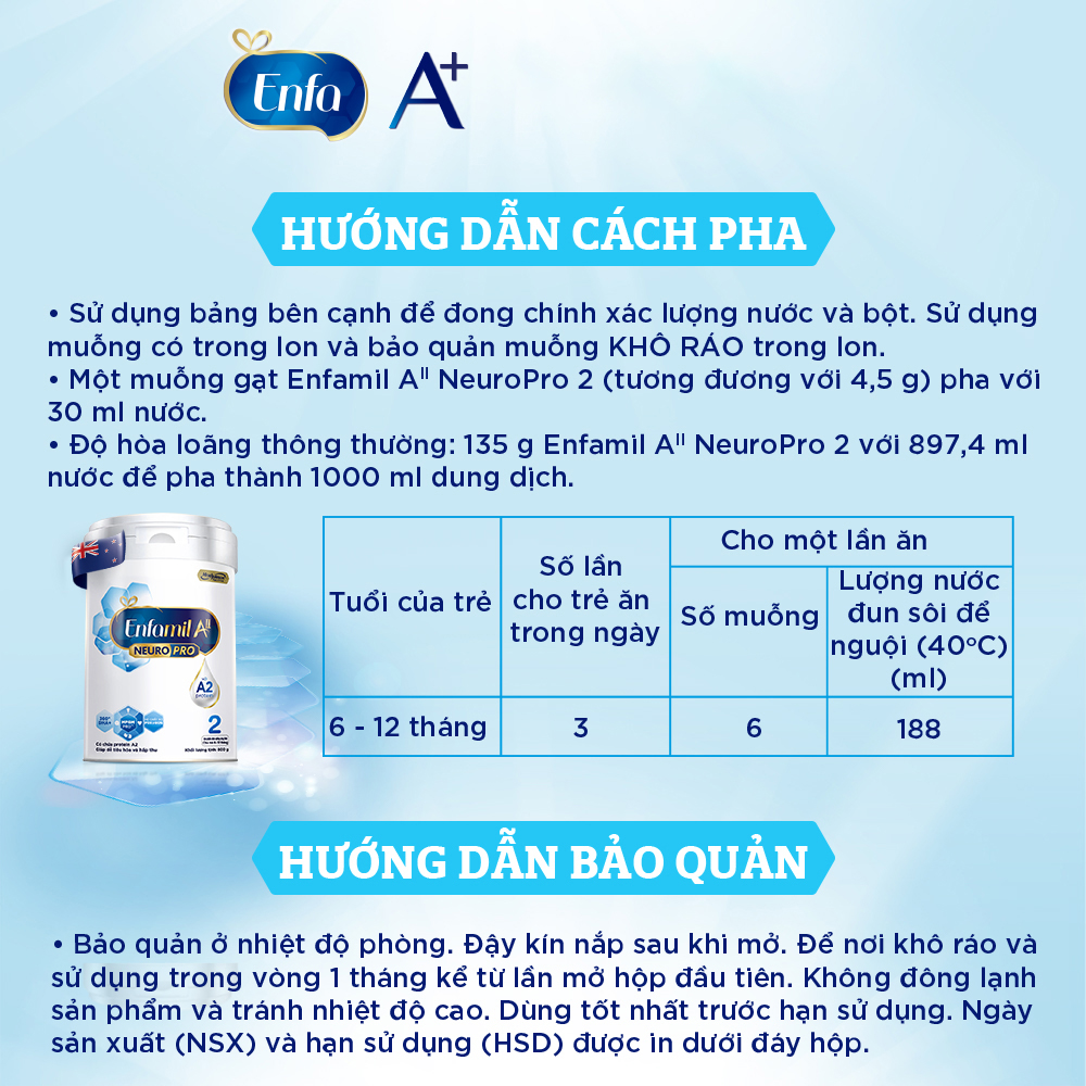 Sữa Enfamil A2 NeuroPro số 2 350g (6 - 12 tháng tuổi)