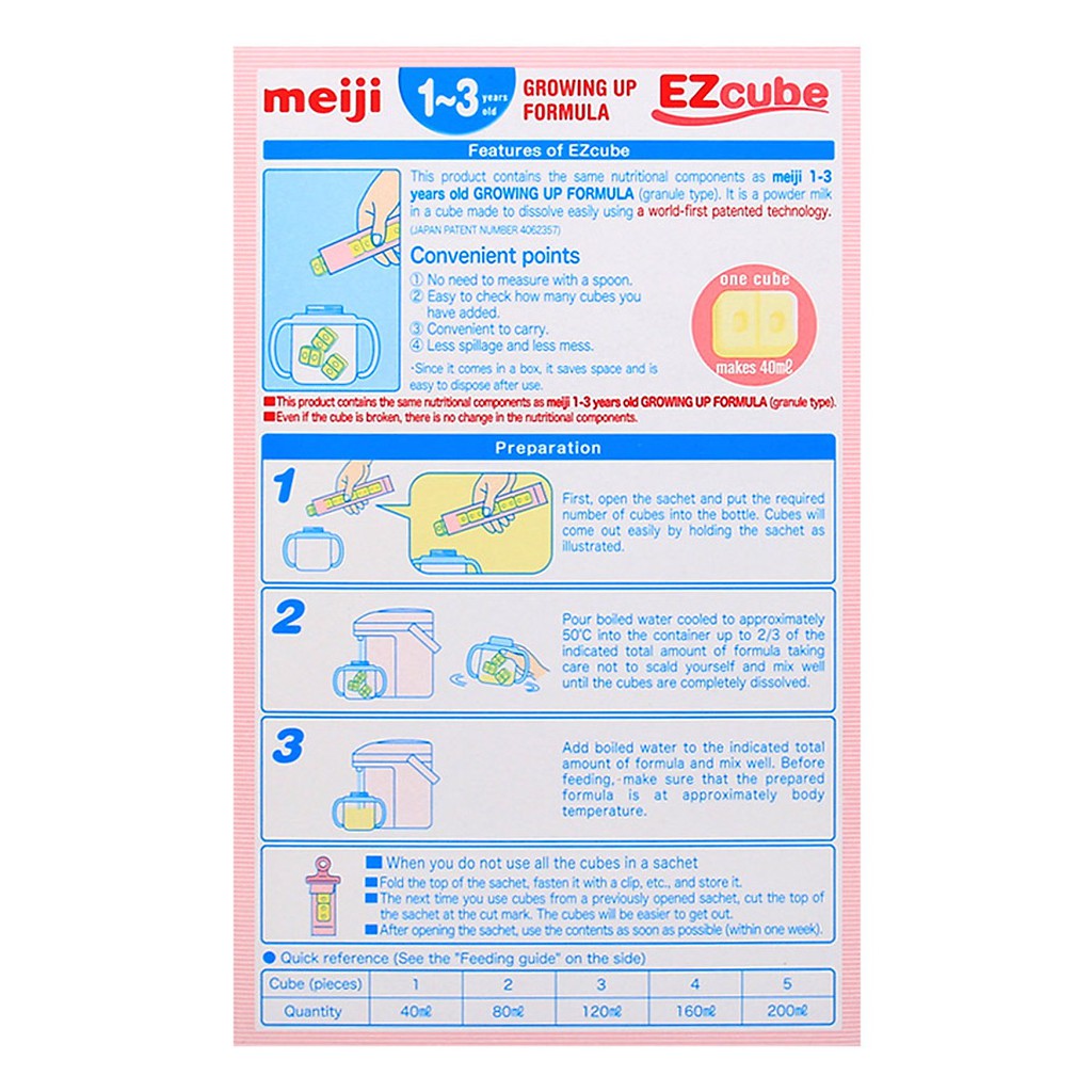 Sữa Meiji Growing Up Formula EZcube 448g số 9 (1 - 3 tuổi)