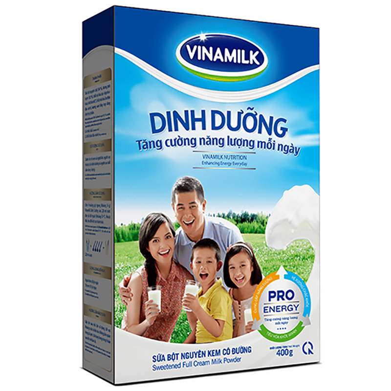Sữa bột Vinamilk nguyên kem có đường dinh dưỡng - Hộp giấy 400g