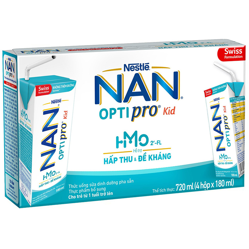Sữa dinh dưỡng pha sẵn Nestlé NAN OPTIPRO Kid 180ml (Lốc 4 hộp) (cho bé trên 1 tuổi)