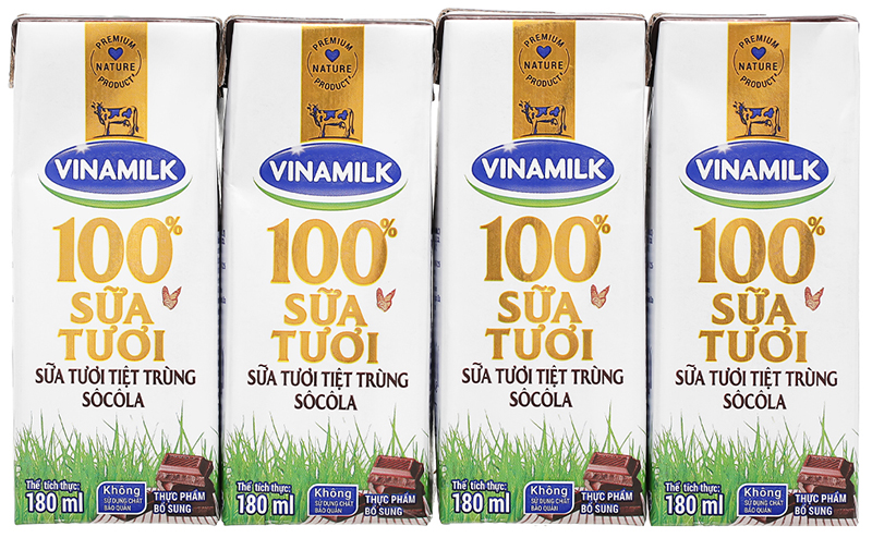 Sữa tươi tiệt trùng Vinamilk socola - Lốc 4 hộp 180ml