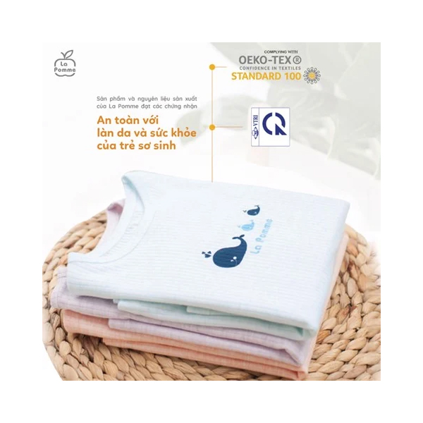 SL143.2 - Bộ quần áo dài tay Bambo La Pomme in hình Chú Chuột Tinh Nghịch - Trắng cốm