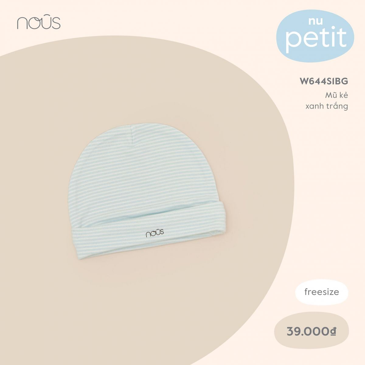 Set 1 mũ Nous kẻ xanh trắng