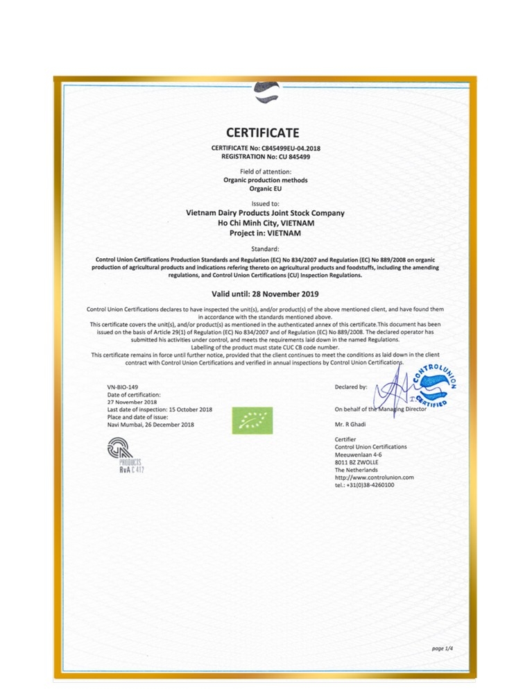 Sữa Bột Vinamilk Organic Gold 1 350g (0-6 tháng)