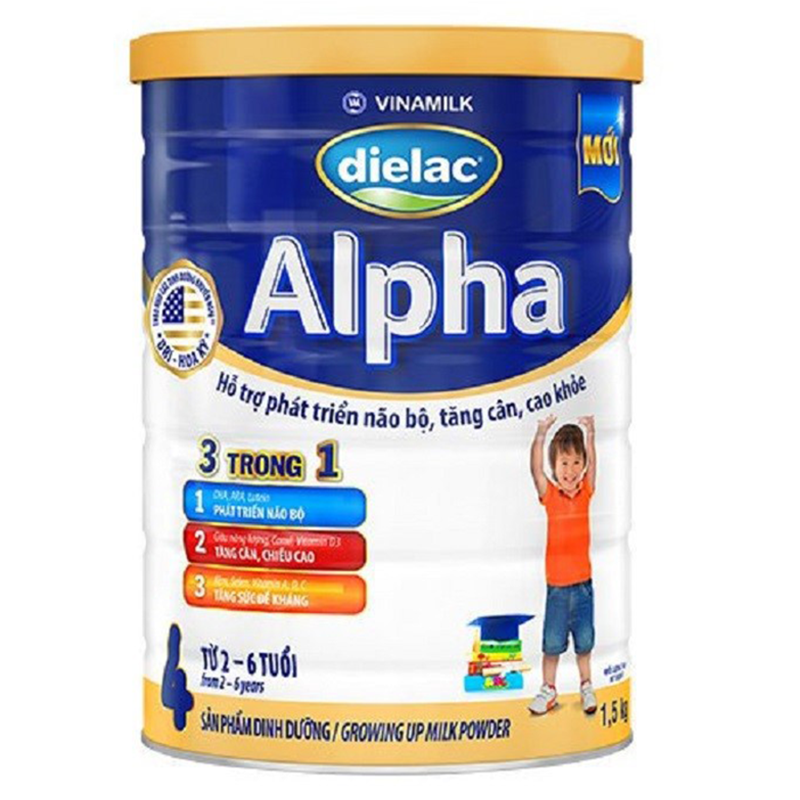 Sữa bột Vinamilk Dielac Alpha 4 1500g (cho trẻ từ 2 - 6 tuổi) - Hộp thiếc