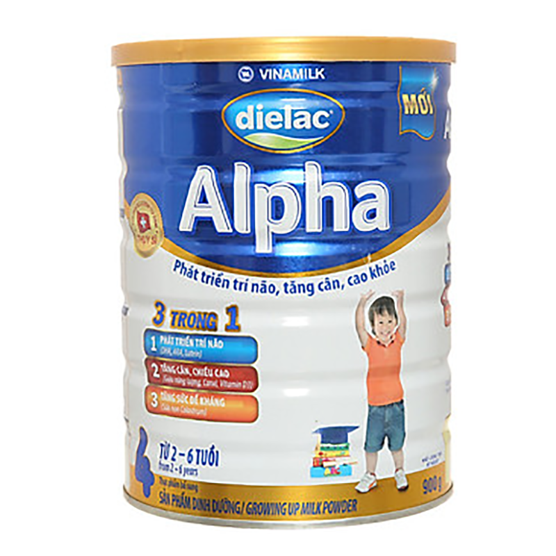 Sữa bột Vinamilk Dielac Alpha 4 900g (cho trẻ từ 2 - 6 tuổi)