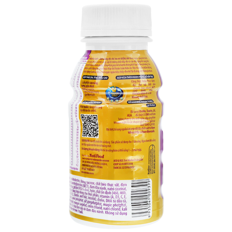 Sữa bột pha sẵn Pedia Plus Gold 237ml (trẻ từ 1 tuổi trở lên) - Thùng 24 chai