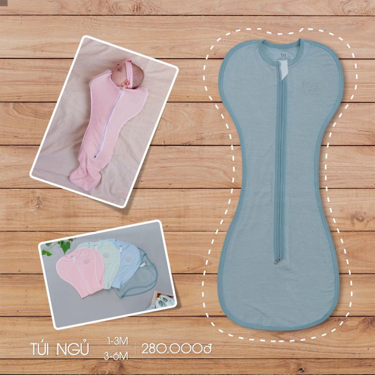 TN001.Green- Túi ngủ cho bé - Bu