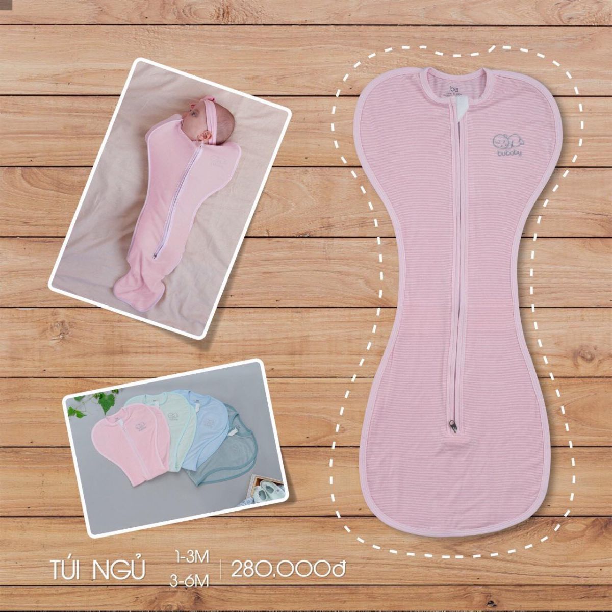 TN001.pink- Túi ngủ cho bé - Bu