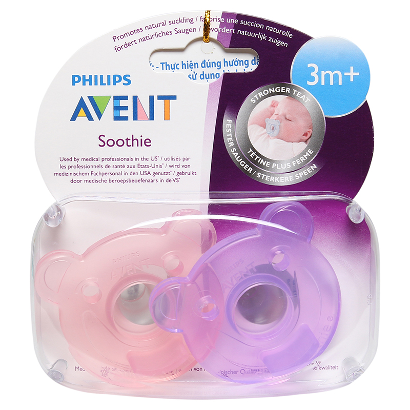 Ty ngậm đúc khối silicone chuẩn y tế Philips Avent 3M+ SCF194.03 (Trên 3 tháng)