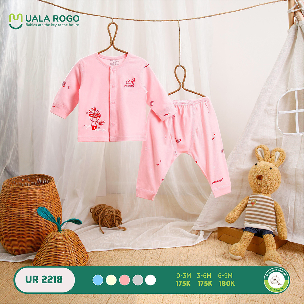 UR2218.4 - Bộ dài tay cài giữa vải petit Uala Rogo - Màu hồng