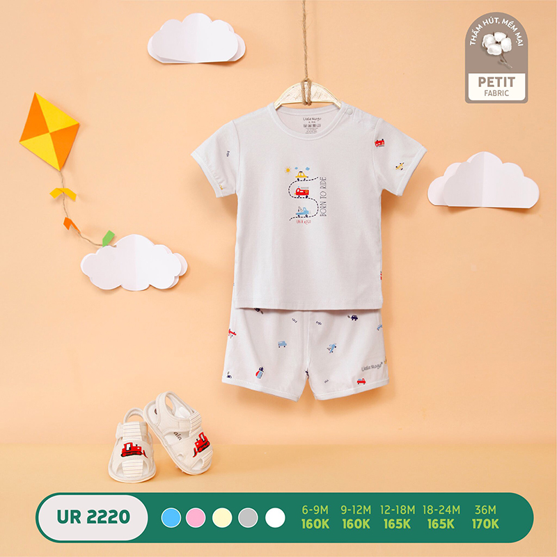 UR2220.2 - Bộ quần áo Uala Rogo cộc tay cài vai vải petit - Màu xám