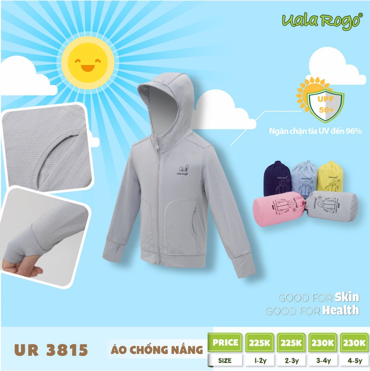 UR3815.4- Áo khoác chống nắng cho bé Uala Rogo