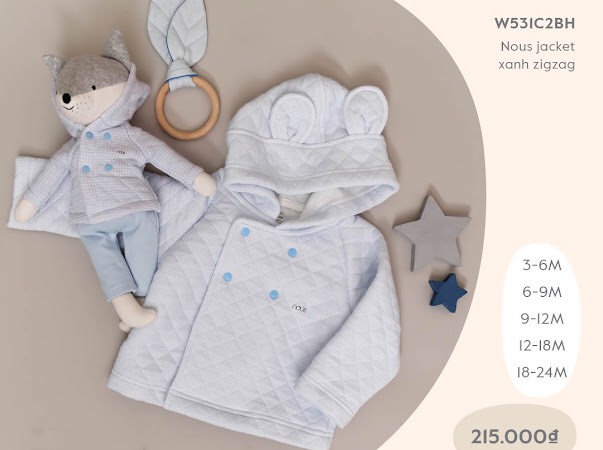 W531C2BH - Áo khoác Nous jacket xanh zigzag vải Nu Choux - Màu xanh