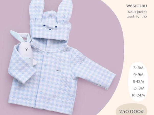 W631C2BU - Áo khoác Nous jacket xanh tai thỏ vải Nu Choux - Màu xanh