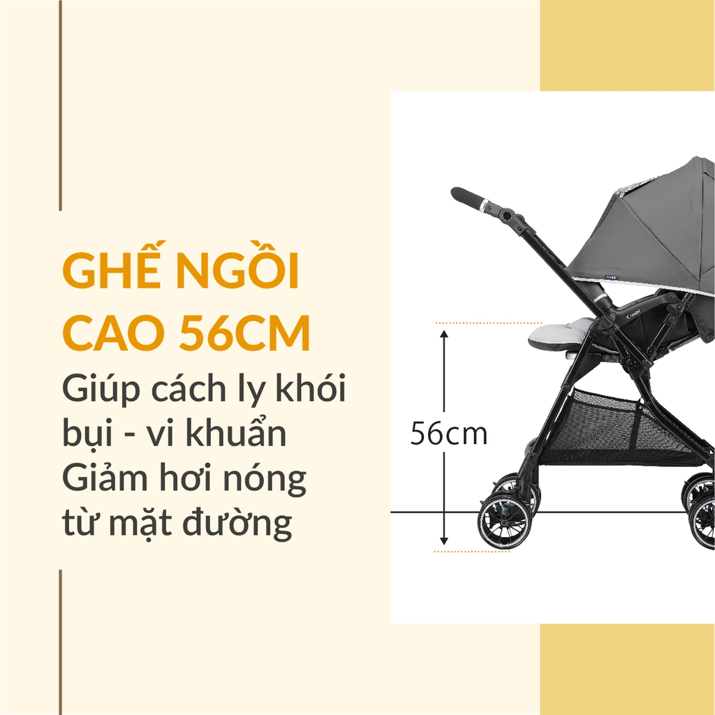 Xe đẩy Combi Sugocal Compact 4 bánh quay tự động - Màu đỏ