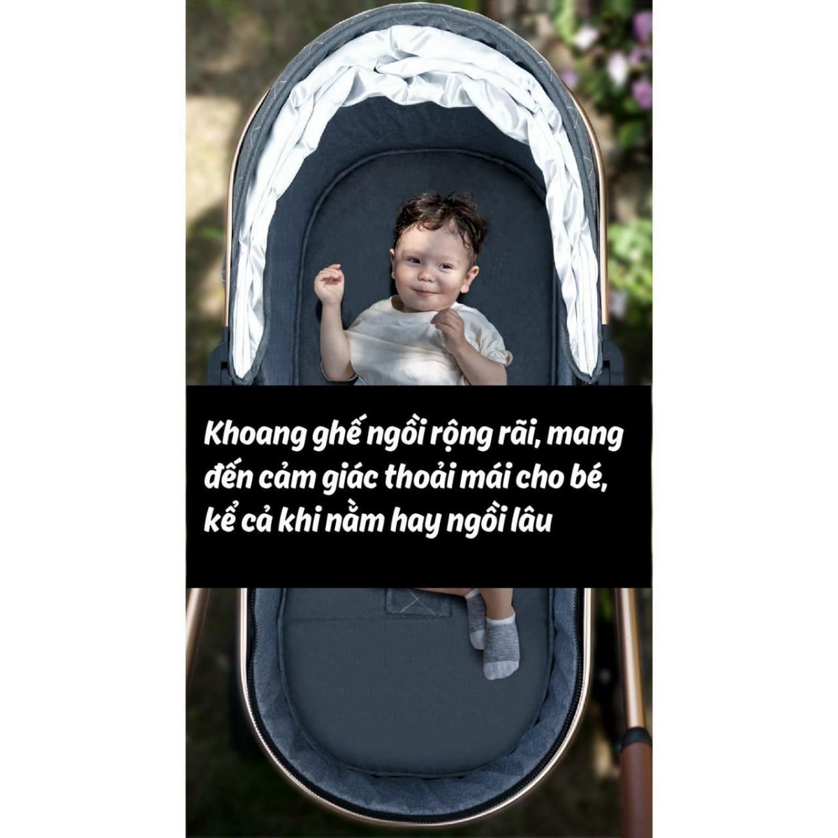 Xe nôi Belecoo gấp gọn màu xanh navy