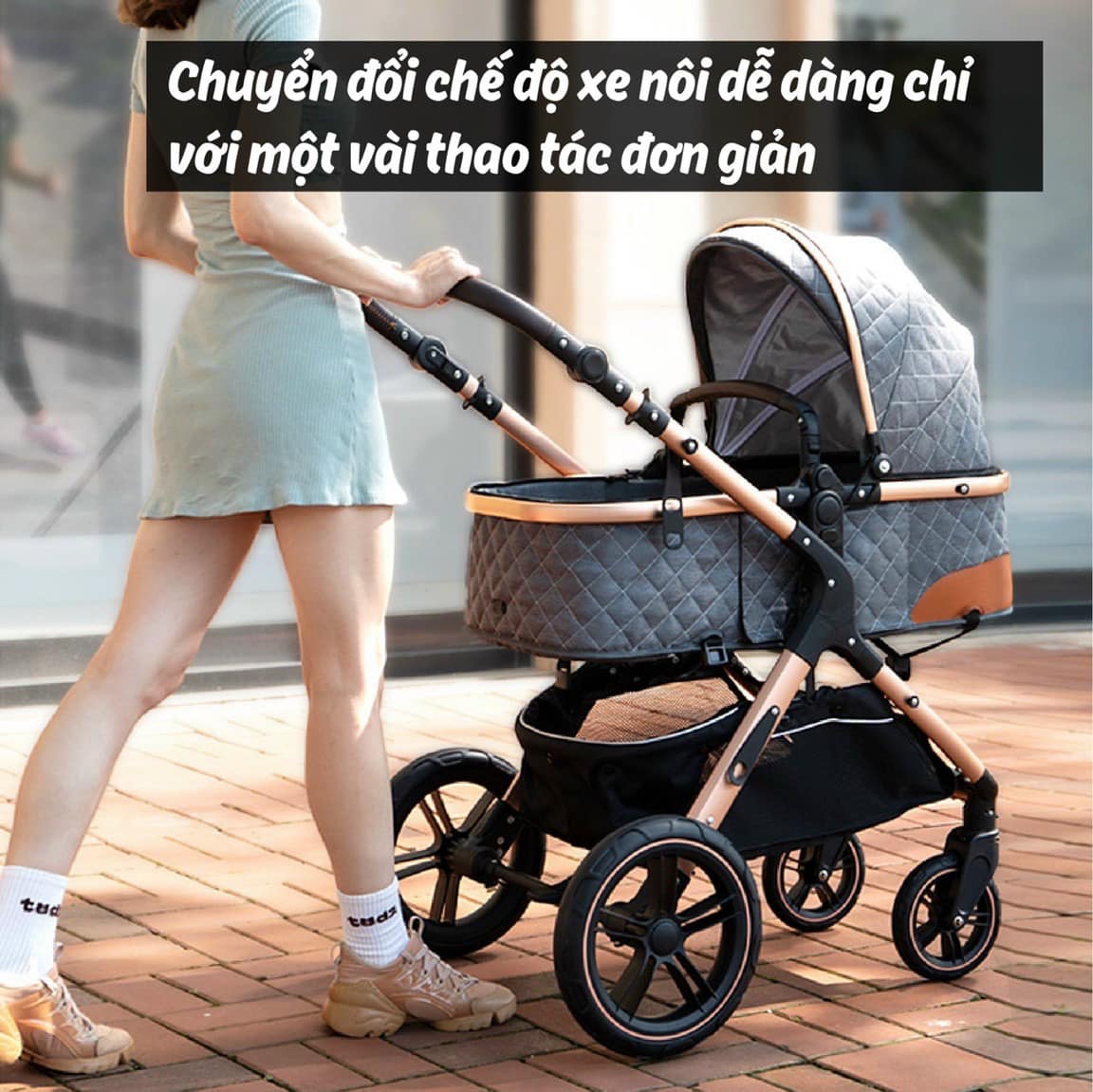 Xe nôi Belecoo gấp gọn màu xanh navy