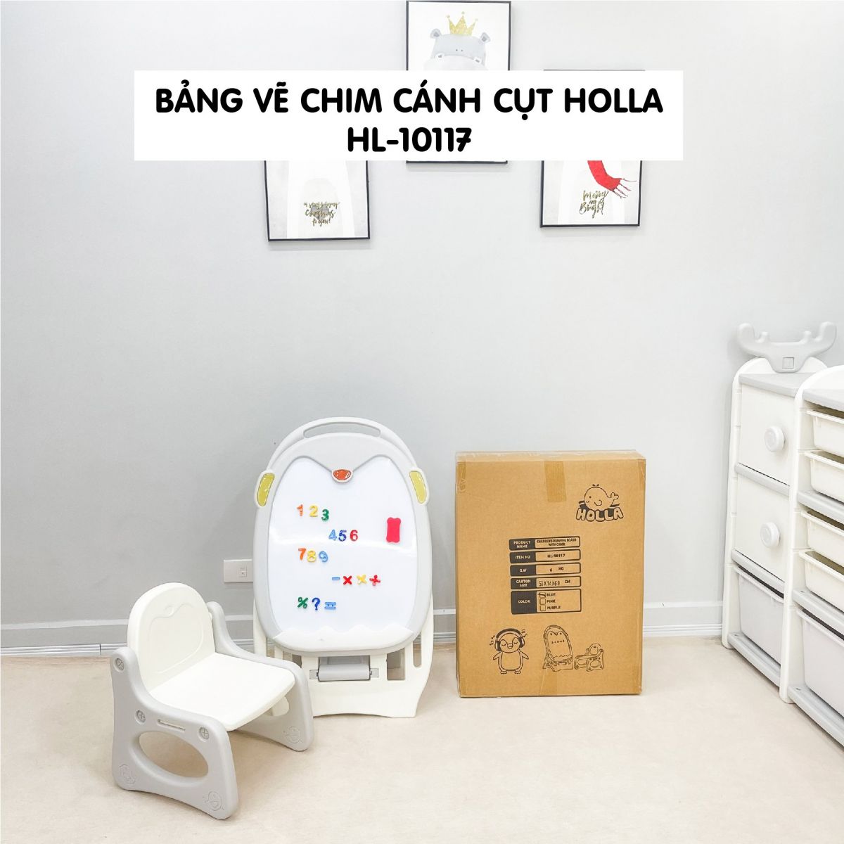Bảng vẽ chim cánh cụt Holla màu xanh 
