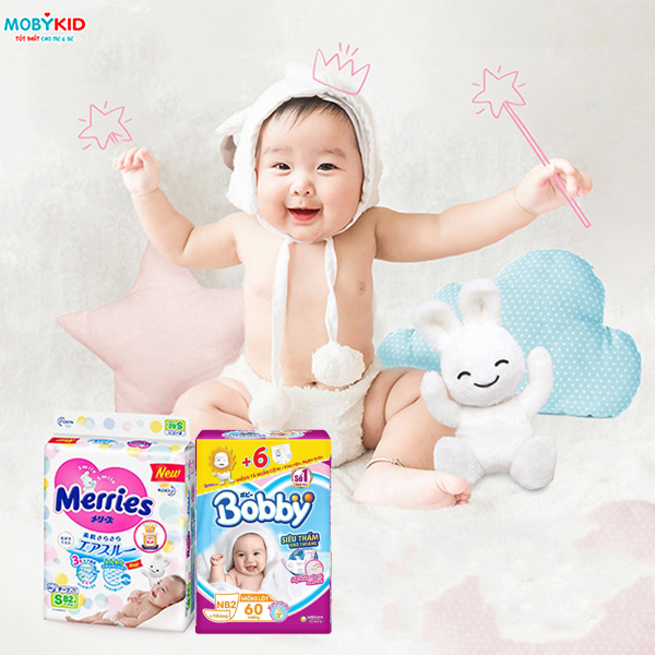 So sánh bỉm Bobby và bỉm Merries cho trẻ sơ sinh, nên mua loại nào?