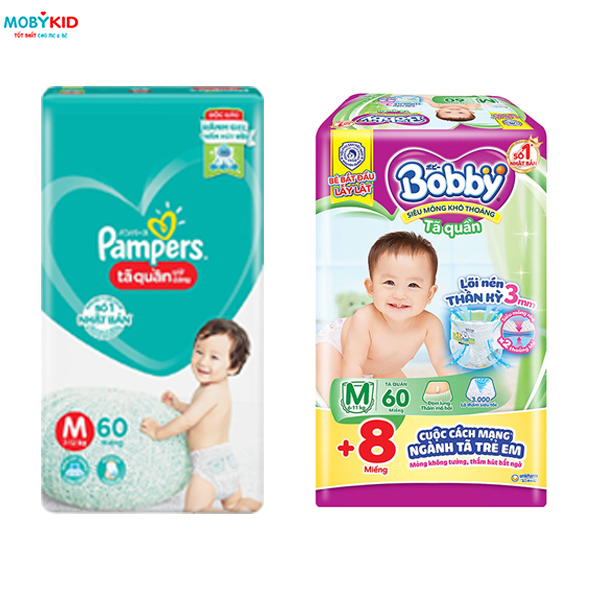 So sánh tã Pamper và Bobby cho bé, nên mua loại nào?